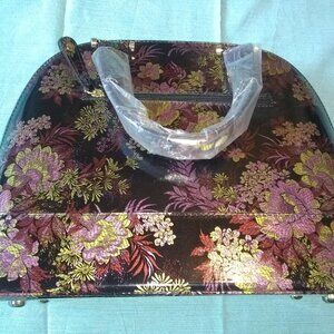 Just Fab floral print shiny satchel purse with crossbay strap NWT